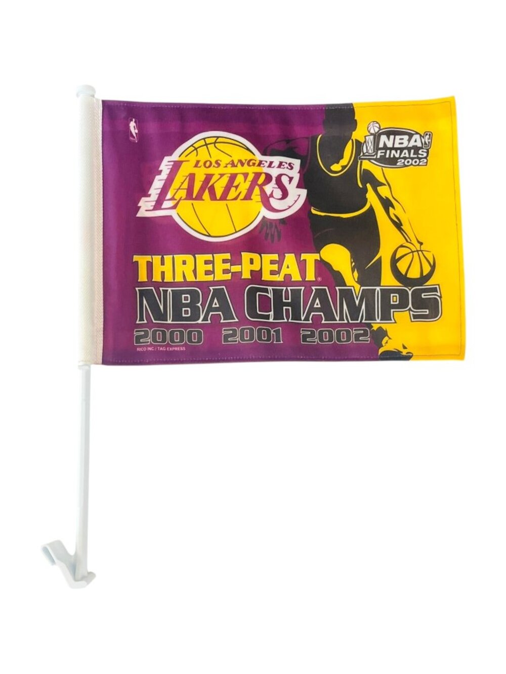 Los Angeles Lakers Window Flag - 2000 2001 2002 3 Peat - Kobe & Shaq
